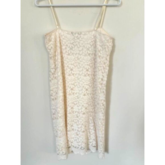 NWOT ZARA Lace Floral Ivory Mini Dress Women's Size Large Spaghetti Strap Lined - Picture 2 of 6